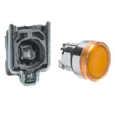 Przycisk monostabilny metalowy pomarańczowy podświetlany 24V 1NO XB4BW35B1