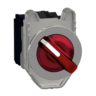 Przełącznik piórkowy fi30 metalowy 2 położenia stabilne czerwony podświetlany 24V 1NO 1NC XB4FK124B5