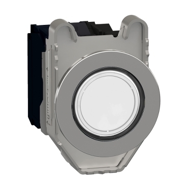 Przycisk monostabilny fi30 metalowy biały podświetlany 110V AC 1NO 1NC XB4FW31G5
