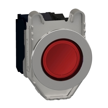 Przycisk monostabilny fi30 metalowy czerwony podświetlany 230V AC 1NO 1NC XB4FW34M5