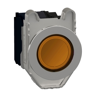 Przycisk monostabilny fi30 metalowy pomarańczowy podświetlany 230V AC 1NO 1NC XB4FW35M5