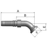 Złącze 45° kątowe seria V4  rozmiar 24 DN38 średnica wew 38,1 mm przyłącze  Flansza K4FV4-24-24