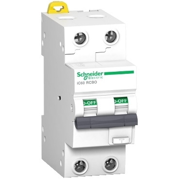 iC60 RCBO - 2P - 16 A - B - 10000A/15kA - 30 mA - A type A9D37216