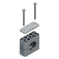 Uchwyt zestaw 16 (zacisk, śruba z łbem szęciokątnym, pokrywa) Ø rury 21.3 mm Aluminium RAA16-321.3