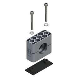 Uchwyt zestaw 2 (zacisk, śruba z łbem na imbus, podkładka, płytka do wspawania krótka) Ø rury 33.7 mm Aluminium RAA2-533.7