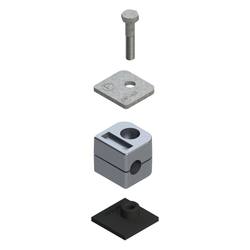 Uchwyt zestaw 3 (śruba z łbem szęciokątnym, pokrywa, płytka do wspawania krótka) Ø rury 42 mm Aluminium RAA3-542