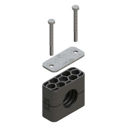 Uchwyt zestaw 16 (zacisk, śruba z łbem szęciokątnym, pokrywa) Ø rury 42 mm Polyamid 6 RAN16-542