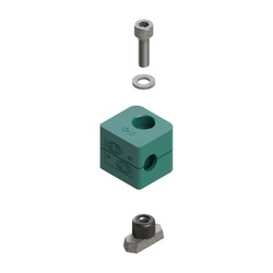 Uchwyt zestaw 10 (zacisk, śruba z łbem na imbus, podkładka, nakrętka do szyny) Ø rury 6 mm Polypropylene RAP10-106