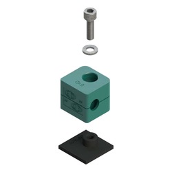 Uchwyt zestaw 2 (zacisk, śruba z łbem na imbus, podkładka, płytka do wspawania krótka) Ø rury 12 mm Polypropylene RAP2-112