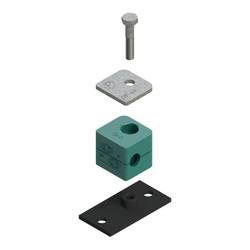 Uchwyt zestaw 6 (zacisk, śruba z łbem szęciokątnym, pokrywa, płytka do wspawania lub przykręcenia długa) Ø rury 8 mm Polypropylene RAP6-008