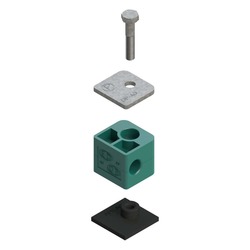 Uchwyt zestaw 3 (śruba z łbem szęciokątnym, pokrywa, płytka do wspawania krótka) Ø rury 6 mm Polypropylene RAPG3-006