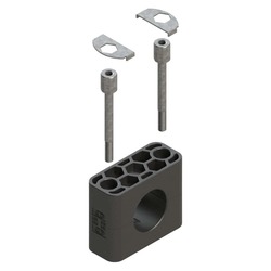 Uchwyt zestaw 18 (zacisk, płyta zamykająca, śruba do przedłużenia) Ø rury 16 mm Guma RAVG18-216