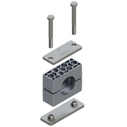 Uchwyt zestaw 1 (zacisk, śruba z łbem szściokątnym, pokrywa, płytka do wspawania) Ø rury 10 mm Aluminium RCA1-110