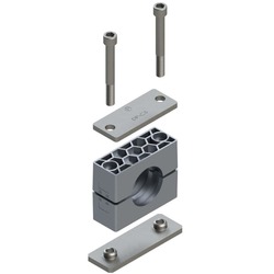 Uchwyt zestaw 2 (zacisk, śruba z łbem na imbus, pokrywa, płytka do wspawania krótka) Ø rury 26.9 mm Aluminium RCA2-226.9