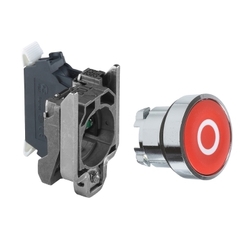 Przycisk monostabilny metalowy czerwony O 1NC XB4BA43225