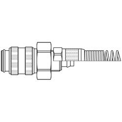 szybkozłącze żeńskie DN5 ze sprężyną na przewód Ø 6x8 mm 21KBKK08MPX
