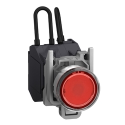 Przycisk push to test metalowy czerwony podświetlany 24 - 230V ATEX XB4BW24BM5GEX