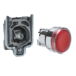 Przycisk monostabilny metalowy czerwony podświetlany 24V 1NO XB4BW34B1