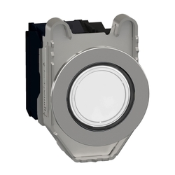 Przycisk monostabilny fi30 metalowy biały podświetlany 230V AC 1NO 1NC XB4FW31M5