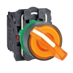 Przełącznik piórkowy 2 położenia stabilne plastikowy pomarańczowy podświetlany 230V AC 1NO 1NC XB5AK125M5