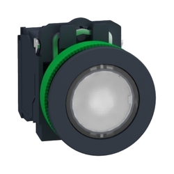 Przycisk monostabilny fi30 plastikowy biały podświetlany 230V AC 1NO 1NC XB5FW31M5