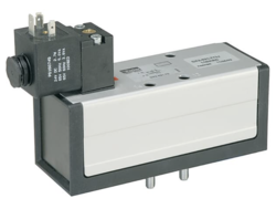 Elektrozawór z pilotem ﻿i cewką CNOMO 30 x 30 DIN Form A / 24 Vdc / 2,7 przesterowanie ręczne bez mozlwiości zablokowania ISO1 5/2 DX1-621-BL49