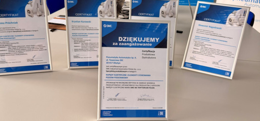 Jako jedyny i pierwszy w Polsce - Premium Maintenance Partner SMC - otrzymaliśmy certyfikat Napędów elektrycznych i elementów sterowania 